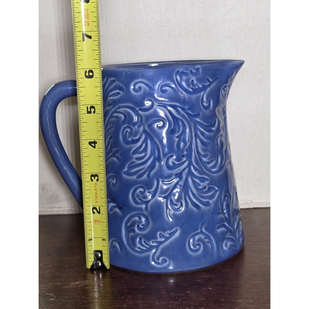 Pitcher Blue Paisley Swirl Pattern Ceramic Planter Teleflora - Picture 5 of 6